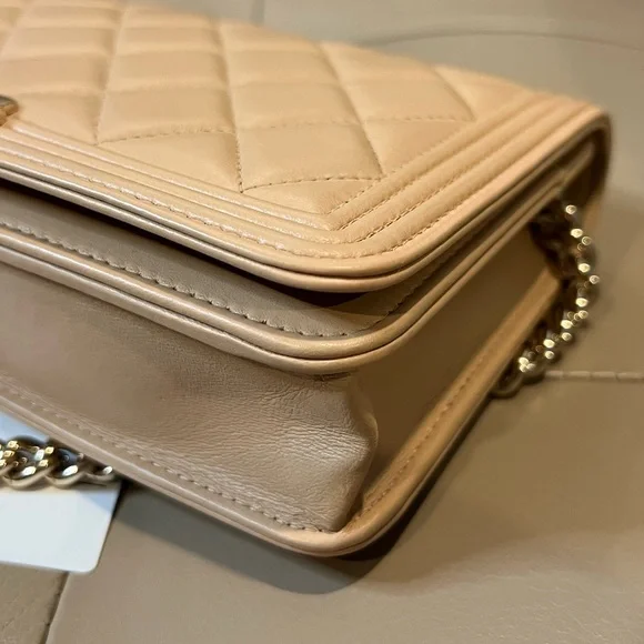 Sold x FULL SET🔸Chanel Le Boy wallet on chain beige - Picture 8 of 17